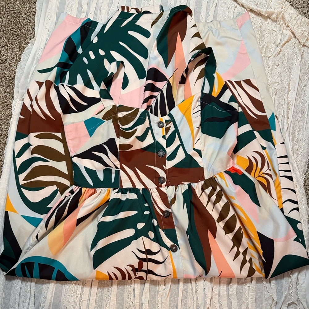 SHEIN Multicolor Leaf Pattern Blouse - image 1